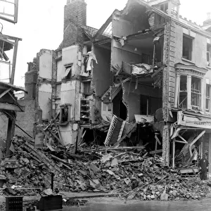 WW2 Air Raid Bomb Damage Dover 1940 The wreckage of a parade of shops destroyed