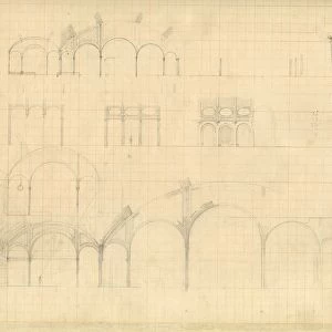 Isambard Kingdom Brunel sketch: designs for the interior of Paddington Station, 1851
