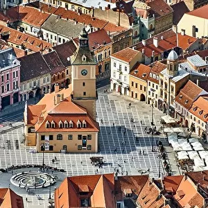 Aerial view of the Brasov Old Town, Transylvania, Romania