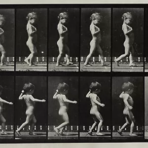 "Animal Locomotion" (plate 540): sequence with naked child walking