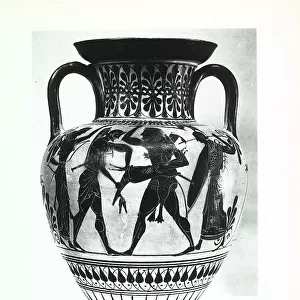 Black figured Attic amphora with Apollo and Heracles fighting over a doe, preserved in the Gregorian Etruscan Museum, Vatican City