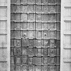 The bronze door of the Duomo of Ravello. Work by Barisano da Trani