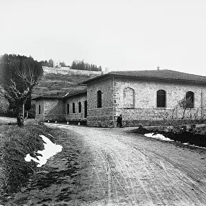 The exterior of the olive press of the farm of the Castle of Baron Giovanni Ricasoli Firidolfi, in Brolio, province of Siena