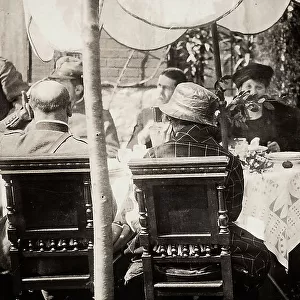 Gabriele D'Annunzio taking part in a banquet of hounour, held during the occupation of Fiume by part of his Italian legionary troops