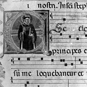 Illuminated page depicting Saint, Stephen, Town Library, Poppi