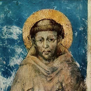 Portrait of St. Francis; detail of the frescoes by Cimabue. Lower Church of St. Francis, Assisi