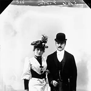 Portrait of a young couple in nineteenth century costume, Florence, Tuscany