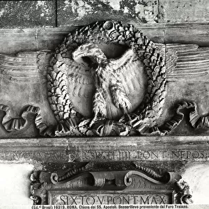 Relief representing an imperial eagle inside a circle of oaks in the Basilica of Santissimi Apostoli in Rome