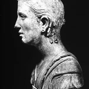 Roman female portrait shown in profile, preserved in the Gregorian Etruscan Museum, Vatican City