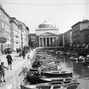 View of the Church of Sant'Antonio Nuovo (the church of St. Anthony Wonderworker) and the Grand Canal in Trieste