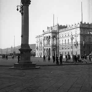 View of Piazza Unit of Italy (formerly Piazza Grande) with the Palace of the Prefecture and the column with the statue of Charles VI of Habsburg in Trieste
