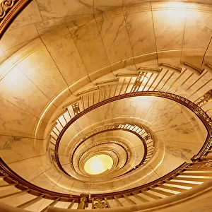 Washington DC, Supreme Court Building marble & brass spiral staircase