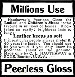 Patent Leather Prints: Advertisement for Peerless Gloss