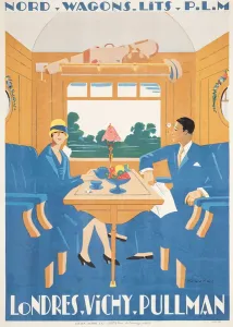 Lithoprint Prints: Advertising poster for the London to Vichy Pullman express train, 1927 (colour lithograph)