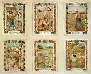 Agricultural calendar depicting the various seasons of farming Agricultural calendar depicting the various seasons of farming