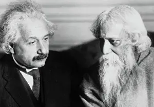 Einstein Albert 1879 1955 Prints: Albert Einstein and Rabindranath Tagore, Berlin, 1930 (b/w photo)