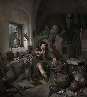 Experimental Prints: The Alchemist, 1663 (oil on panel)