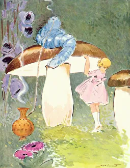Alice and the Caterpillar, illustration from Alice in Wonderland, published by Editions Delagrave, Paris Alice and the Caterpillar, illustration from Alice in Wonderland, published by Editions Delagrave, Paris