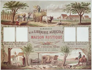 Almanac illustrating traditional and modern methods of farming. c.1870-80 (colour litho) Almanac illustrating traditional and modern methods of farming. c.1870-80 (colour litho)
