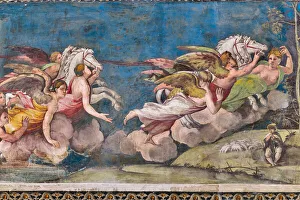 Apollo - Helios driving the chariot of the Sun, 1517-18 (fresco) (detail of 2646164) Apollo - Helios driving the chariot of the Sun, 1517-18 (fresco) (detail of 2646164)
