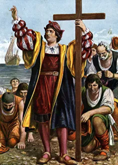 The Arrival of the Explorer Christopher Columbus (1451-1506) in America, 1492 (The Landing of Christopher Columbus) The Arrival of the Explorer Christopher Columbus (1451-1506) in America, 1492 (The Landing of Christopher Columbus)