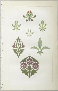 The art of decorative design : with an appendix, giving the hours of the day at which flowers open, published by Day & Son, London, 1862 (colour litho)