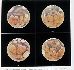 Planet Prints: Four aspects of the globe representing the whole planet Mars