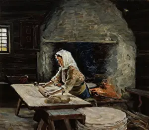 Frances Benjamin Johnston Prints: Baking flat bread, 1921