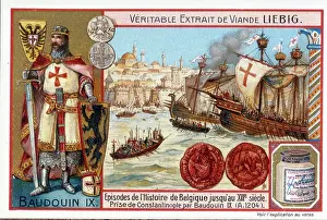 Crusade Prints: Baldwin I at the sacking of Constantinople, 19th century (chromo)
