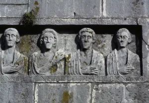 Basilicata Prints: Bas-relief, Complex of the Holy Trinity, Venosa, Basilicata, Italy