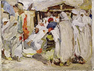 Orientalist Prints: In the Bazaar (oil on panel)