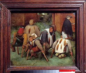 Flamand Style Prints: The beggars Groups of disabled dead and miserable. Painting by Pieter Bruegel