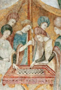 Bicocca degli Arcimboldi: 15th century fresco, detail of the game of checkers (fresco) Bicocca degli Arcimboldi: 15th century fresco, detail of the game of checkers (fresco)