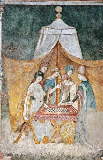 Bicocca degli Arcimboldi: 15th century fresco, detail of the game of checkers (fresco) Bicocca degli Arcimboldi: 15th century fresco, detail of the game of checkers (fresco)