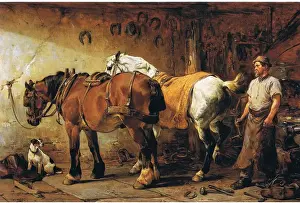 Smithy Prints: At the blacksmiths (colour litho)