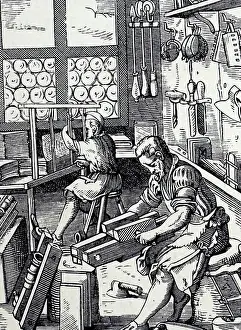 Bookbinder Prints: A bookbinder's workshop