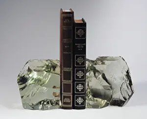 Crystallised Prints: Bookends, 1950s, solid crystal, made by Fontana Arte, Italy, 20th century