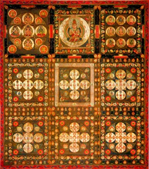 Bouddhisme : mandala taizokai (Garbhadhatu) dit du Monde de la matrice - Gouache sur soie anonyme Bouddhisme : mandala taizokai (Garbhadhatu) dit du Monde de la matrice - Gouache sur soie anonyme