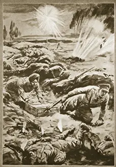 Heroism Prints: Bringing up Ammunition under Shell Fire (litho)