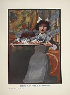 Serving Dish Prints: Bringing in the plum pudding