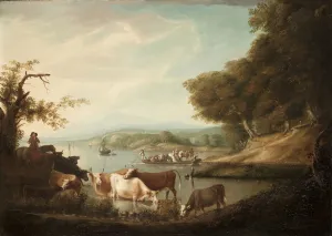 A Calm Watering Place--Extensive and Boundless Scene with Cattle, 1816 (oil on panel) A Calm Watering Place--Extensive and Boundless Scene with Cattle, 1816 (oil on panel)