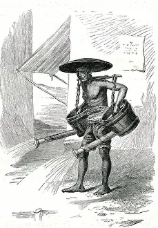 G. Dascher Prints: A cantonnier, worker of the Java Town Hall, Batavia (present-day Jakarta, Indosia)