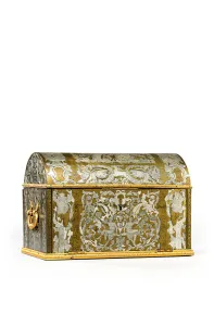Casket decorated with Classical scenes, mid-17th century (engraved brass & pewter