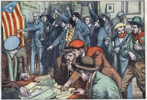 Catalan separatists are preparing their plot in Paris. Illustration of Damblans