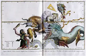 1660s Prints: Celestial map of the constellations: Orion, Taurus, Aries and Pisces
