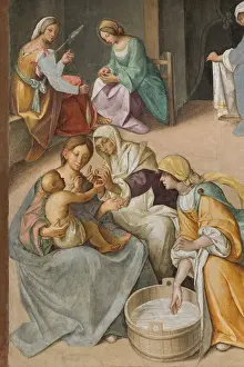 Boccaccio Boccaccino Prints: Central Nave, Second North Span, Birth of the Virgin, Boccaccio Boccaccino 1514-15