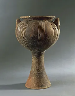 Exekias Prints: Ceramic cup with flared cylindrical base, from Sicily Region, Italy