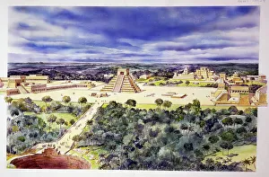 School Iranian Prints: The Chichen Itza complex, drawing