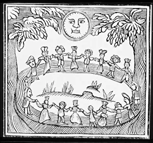 Circle of Witches Dancing Beneath a Full Moon, illustration from a collection of Circle of Witches Dancing Beneath a Full Moon, illustration from a collection of