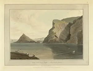 Hebrides Prints: Clam-shell Cave on Staffa. Cliffs